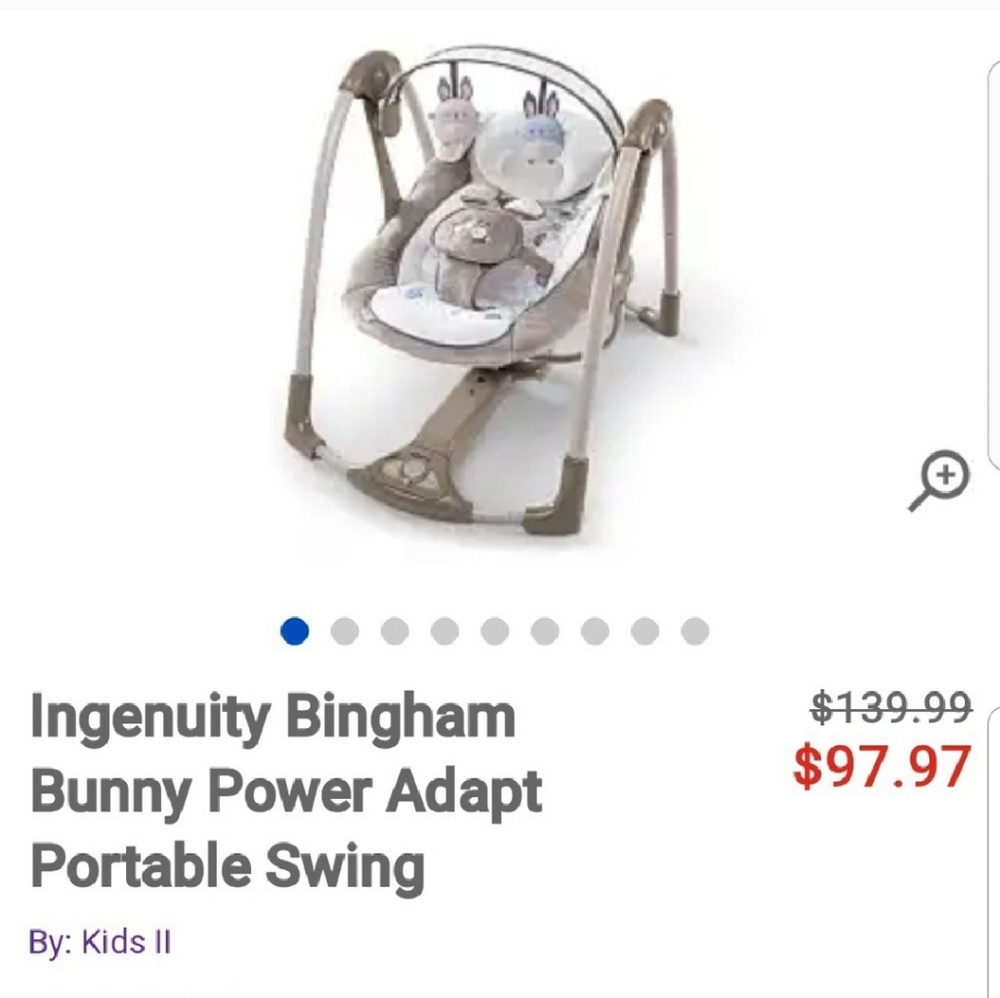 Ingenuity Bingham Bunny baby swing